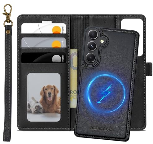 Tawarror Magnetiskt fodral för Samsung Galaxy A55 5G mobilskal, [2-i-1] avtagbart PU-läderfodral för Samsung A55 stativfunktion, flip-skal, skyddsfodral, svart