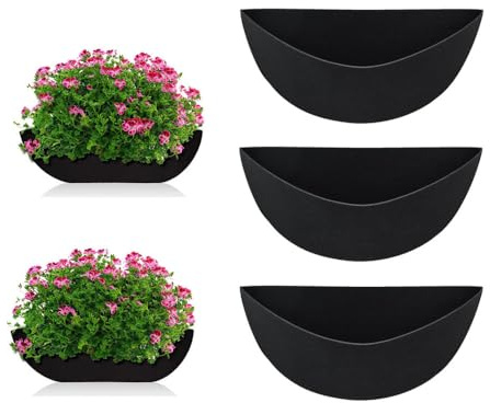 Naisfei 3 Pcs 12 Inch Planter Basket Liners Felt Flower Basket Liners Felt Replacement Coconut Liner for Wall Mounted Planter Garden Fence Flower Window Baskets Pot(Black)