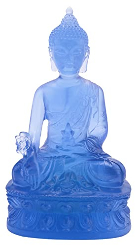 Agwuoetr Tibetische Medizin Buddha Statue, Durchscheinendes Harz Buddha Skulptur Meditation Spirituelles Sammler StüCk - Blau