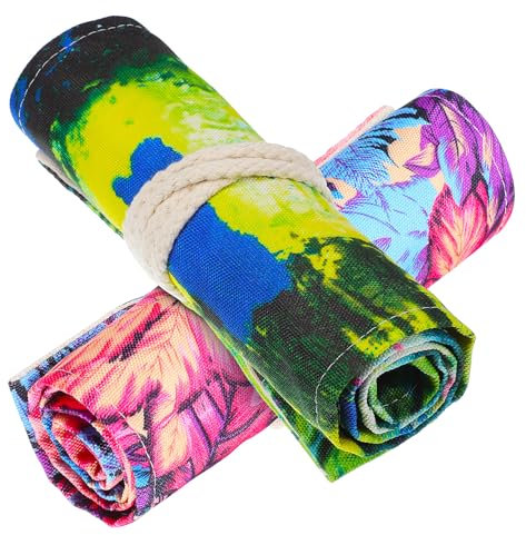 DOITOOL 2stücke Roll-up Federmäppchen Mit Ahornmuster Tragbare Stifterolle Für Buntstifte Skizzenstifte Und Marker Praktische Aufbewahrung Für Schüler Und Künstler