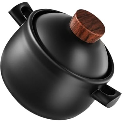 HOLIDYOYO Schmortopf Auflauf Tontopf Zum Kochen Stahltopf Für Suppe Alltagssuppentopf Tonauflauf Suppentöpfe Auflaufform Simmertopf Großer Kochtopf Mit Deckel Suppentopf Schwarze Keramik