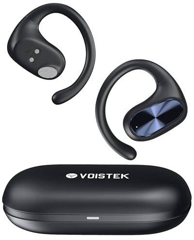 Ecouteurs Bluetooth Sans Fil Sport Open Ear, Écouteur Sport Bluetooth 5.3 avec 45H, 3D Stéréo & Basses Renforcées, Mics, IP55 Anti-transpiration, Charge Rapide USB-C, Contrôle Tactile Pour Courir,Vélo