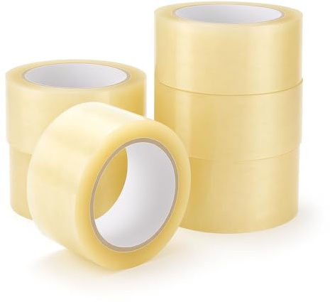 TIENDA EURASIA - Cinta Adhesiva de Embalar | Transparente | Pack 6 Rollos | Gran Resistencia | 48mm Ancho | Disponible 40,80,120,200 Metros | Ideal para Mudanzas y Envíos (40 Metros)