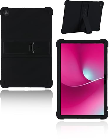 Schutzhülle für T-Mobile REVVL Tab 2/Telekom T Tablet 2-10.1 Zoll, yystao Kinder Weiche Silikon-Hülle, verstellbarem Ständer (Schwarz)