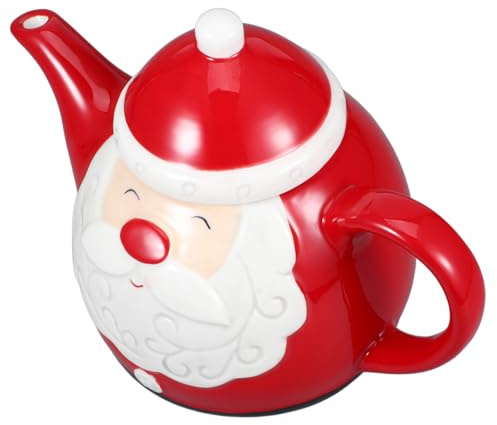 VALICLUD Teiera Natalizia in Ceramica Portatile Forma Di Babbo Natale Con Filtro Integrato Brocca Per Acqua e Infusore Per Tè Sfuso Regalo Per Casa e Ufficio