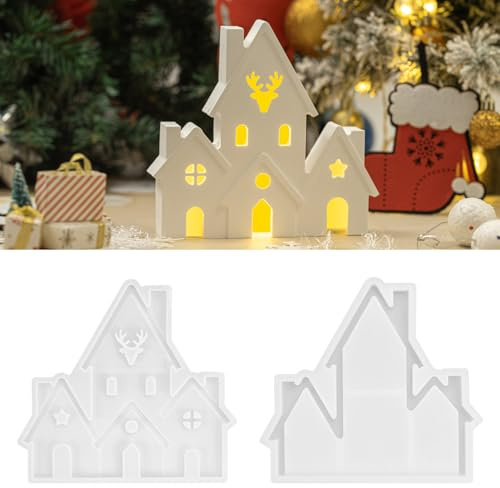 Silikonformen Gießformen Weihnachten Haus,17.5 x 16cm Silikonform Weihnachten Häuser,DIY Gießform Weihnachten Gießformen Silikon zur Weihnachtsdekoration1 PCS)