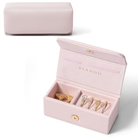 Vlando smyckeskrin resor smyckeskrin små, smyckeskrin för flickor kvinnor, smyckesförvaring, smyckeslåda, resor smycken fodral, örhängen, halsband, klockförvaring, rosa