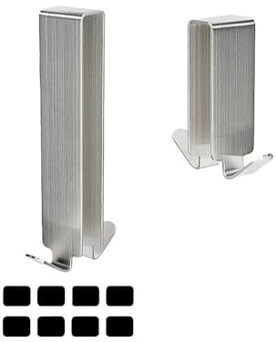 LIUZHUJ 2 Stück Duschhaken aus Edelstahl, Haken Duschwand mit Geräuschloser Baumwolle, Bohrungsloser Handtuchhaken Dusche, Robust und Stabil, Geeignet für Bad, Küche und Eingangsbereich