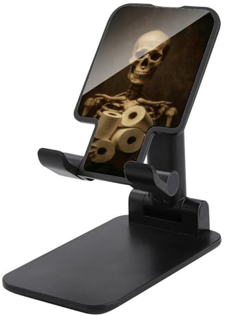 Jubonexis Gothic Skeleton Holding Rolls of Toilet Paper Cell Phone Stand Foldable Adjustable Phone Stand for Desk