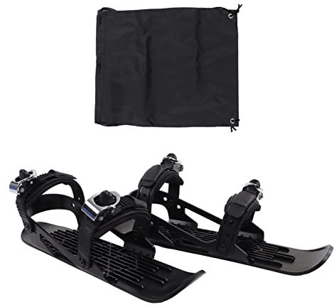 Mini Patins de Ski Planches de Ski Courtes réglables pour Les Pistes de Descente et Les snowparks Chaussures de Ski Portables pour Enfants et Adultes en Nylon ABS Alliage (Noire)