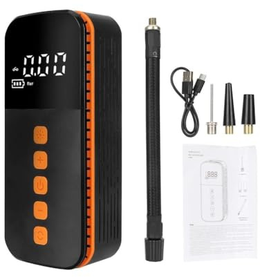 Gettimore Bomba de aire portátil inalámbrica para scooters, motocicletas y bicicletas, 80 W, inflado rápido, 17 l/min, recargable con apagado automático y pantalla LED
