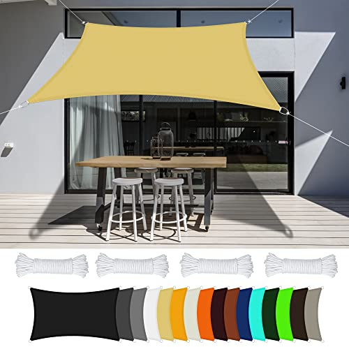 2 x 2,5 m UV Block Canopy – 98% vela parasole per esterni, patio, giardino, terrazza, color crema, soluzione ombreggiante per esterni, protezione UV per il relax