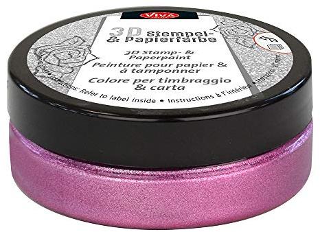 Viva Decor®️ 3D Stempel- & Papier-Farbe (Rosa-Metallic, 50ml) Stempelfarbe für Papier, Karton, Stempelkissen - Bastelfarbe für Hochzeit, Scrapbook, Kinder UVM.