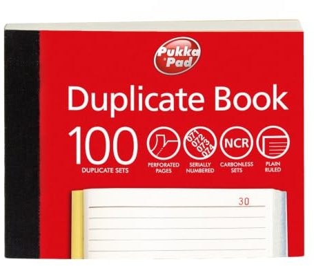 Pukka Pads 6900-FRM 105x130mm Plain Ruled Duplicate/Invoice Book (Pack of 5), Red