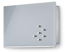 blomus Schlüsselkasten Glas-Magnettafel -VELIO- | Größe 30 x 20 cm | Grau | Aus Edelstahl, Glas und Gummi; Für Notizen, Fotos und Erinnerungen; Höhe 5 cm