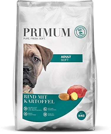 Primum - Soft Rind mit Kartoffel - 15 kg - Halbfeuchtes Hundefutter - Getreidefreies Trockenfutter - Hoher Fleischanteil - Optimal verdaulich