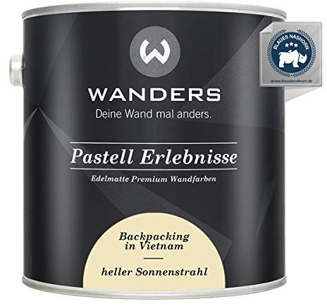 Wanders Pastell Erlebnisse 2,5L - heller Sonnenstrahl/helles Gelb - Edelmatte Wandfarbe! Küchenmöbellack und Möbelfarbe. Kreidefarbe für Holz & mehr. Hohe Deckkraft, schnell trocknend