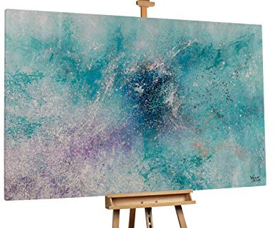 KunstLoft® XXL Gemälde 'Schillerndes Wasser' 180x120cm | original handgemalte Bilder | Abstrakt Meer Lila Türkis | Leinwand-Bild Ölgemälde einteilig groß | Modernes Kunst Ölbild