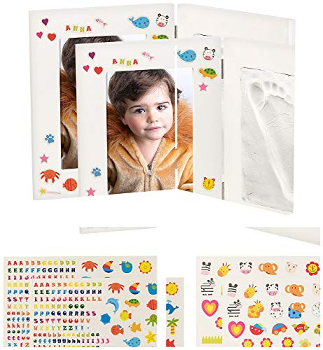 Your Design Handabdruck-Bilderrahmen: 2er-Set 2-teilige Rahmen für Babyfoto, Gipsabdruck, je 36,5 x 23,5 cm (Gipsabdruck Baby Bilderrahmen, Hand und Fußabdruck)