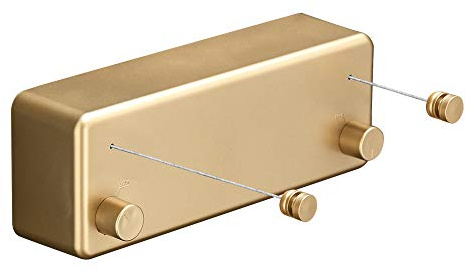 BESy Retractable Clothesline ABS case+Aluminum Dryer with Adjustable Stainless Steel Double Rope String Hotel Style Heavy Duty,Wall Mounted Method, 13.8 Feets,Gold