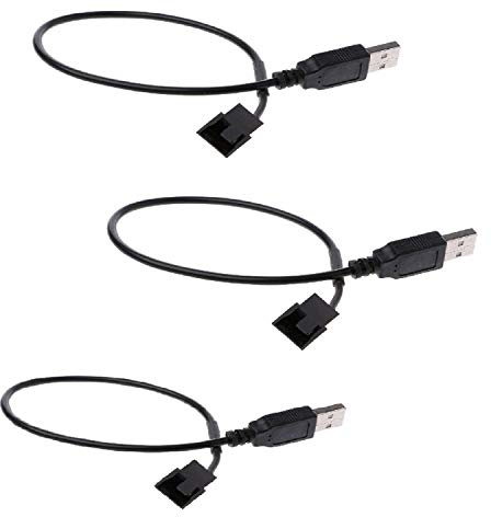 winwill 3 Stück 5 V USB auf 3-polig/4-poliges PC-Lüfterkabel, schwarz, USB auf Computer-CPU, PWM, 5 V, USB-ummantelter Ventilator-Netzadapter-Anschluss, 30 cm (11,8 Zoll) Lüfteradapterkabel