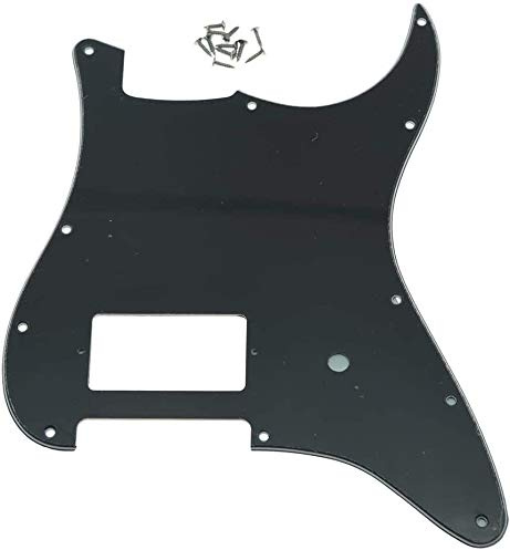 Dopro 11 Hole ST Strat One Humbucker Guitar Pickguard Scratch Plate Fits Fender Delonge Black 3 Ply