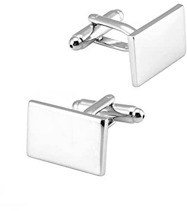 Jonwo Classic Rectangle Stainless Steel Men's Cufflinks in Gift Box Classic Tuxedo Shirt Cuff Link for Wedding Formal Business (Silver)