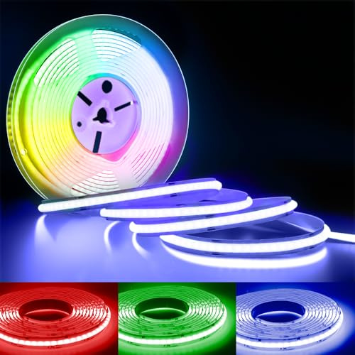 Arotelicht COB LED Streifen RGB 5m 12V COB dimmbar 810LEDs/M ohne Netzteil | selbstklebend COB LED Strip Lichterkette Hohe Dichte IP20 für Schlafzimmer Küche Home Innendekoration