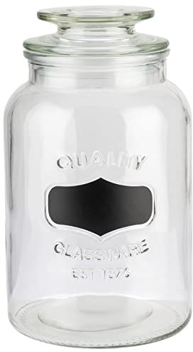 APS Barattolo in Vetro Con Etichetta - Contenitore di Alta Qualità per Conservare 1,5 Litri - La Merce Rimane Fresca Grazie al Coperchio Con Guarnizione