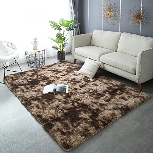 Nyescasa Hochflor Teppich Langflor Modern Flauschig Weich Rechteckig für Wohnzimmer, Kinderzimmer, Schlafzimmer, Flur - Läufer Dunkelbraun Shaggy Innen 160x230cm