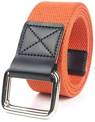 Bantopgong Lässiger Nylon-Flechtgürtel, Doppelring, quadratischer Knopf, Canvas, Herrengürtel, 3,8cm Breite, Jeansgürtel, 120cm