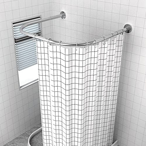 Asta per tenda da doccia ad angolo a forma di U, asta per tenda da doccia telescopica regolabile in acciaio inossidabile, asta per doccia senza trapano fissata al muro per negozio di abbigliamento da