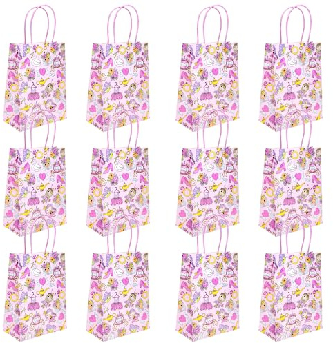 12 Stück Geschenktüten Kindergeburtstag Prinzessin - ca. 22 cm Perfekt für Mitgebsel, Geschenktüten Kinder, Geburtstagstüten Kinder, Mitgebsel Kinder