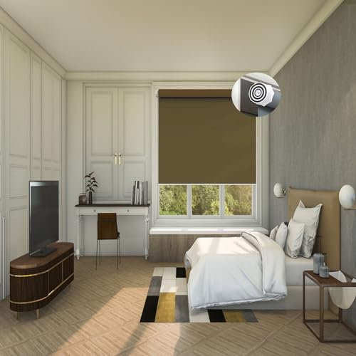 Verdunkelungsrollo Klemmfix ohne Bohren 110 x 240 cm Sichtschutz und Sonnenschutz, Sonnenschutzrollo Fensterrollo Flexibler Seitenzug Easyfix für Fenster und Türen, Taupe