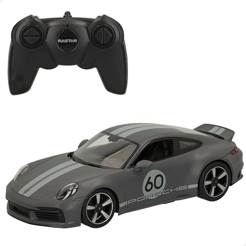 ColorBaby Rastar - Radiostyrd bil, Porsche 911 Classic, officiell licens, skala 1:16, med ljus, grå färg, radiostyrda bilar, radiostyrda fordon, fjärrkontroll, barngåvor (41283)