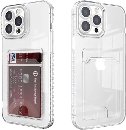 Xerial für iPhone 15 Pro hülle mit kartenfach, Transparent Silikon TPU Handyhülle, Ultra Dünn, Soft, Stoßfest Schutzhülle，Bumper Cover