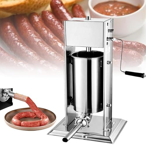 URJWAN Vertical Sausage Stuffer, Sausage Stuffer, Two Speed 304 Stainless Steel Vertical Sausage Stuffer, Manual Vertical Sausage Stuffer, for Making Churro, Snack Sticks,3L