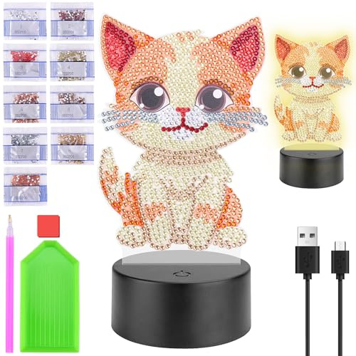 Homgaty Geschenke für Mädchen 5 6 7 8 9 10 Jahre, Bastelset Diamond Painting Kinder Mädchen, Kreative Nachtlicht Basteln am Kindergeburtstag, Geschenke für Kinder 6-12 Jahre