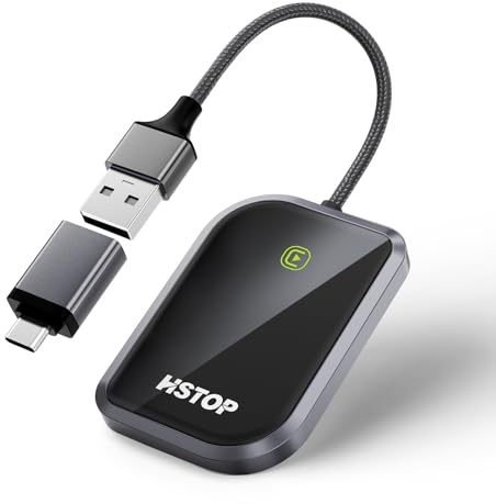 HSTOP Carplay Wireless Adapter 2024 Neue Aktualisierte Version Wireless CarPlay Adapter Konvertieren Sie Kabelgebundenes CarPlay in Kabelloses,USB-A-zu-USB-C-Plug-and-Play,Kompatibel mit iPhone ios10+