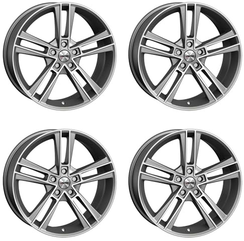 4x AUTEC Felgen Alufelgen RIAS 8.5x20 ET40 5x120 Titansilber matt poliert kompatibel mit Tesla Model S