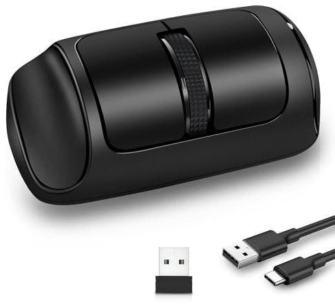 Kabellose Bluetooth-Maus, ergonomisch, kabellos, 2,4 GHz, BT5.0, optische Tracking, maximale Auflösung 3200 dpi, mit USB-Empfänger, wiederaufladbar, kompatibel mit Windows/Mac OS/iPhone
