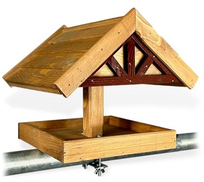 GARTENETAGE Charmante Balkon-Vogelfutterstelle aus wetterfestem Natur-Holz, einfache Montage, stabile Befestigung – Verwandeln Sie Ihren Balkon in eine grüne Oase/Vogelhaus Balkon