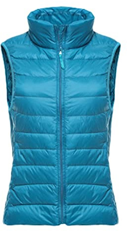 Puffer Veste d'hiver pour femme - Gilet matelassé léger bleu - Gilet d'équitation léger pour femme - Gilet sans manches élégant en duvet sans manches - Gilet matelassé pour femme - Manteau d'hiver
