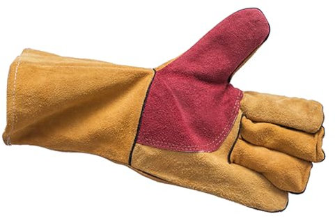 TopHomer Schweißerhandschuhe, Länge 35cm, Leder Schweißerhandschuhe, Schutzhandschuhe, Garten Schweißerhandschuhe, extrem hitzebeständige Handschuhe zum Schweißen (B)