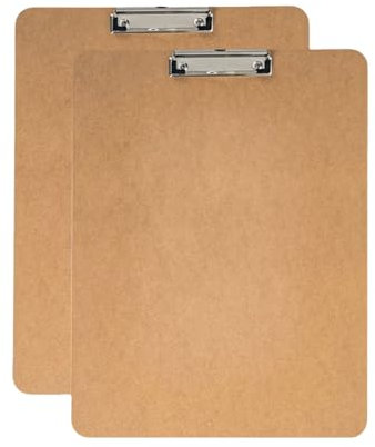 Klemmbretter mit niedrigem Profil-Clip, Holz-Klemmbretter, Großpackung, Büro-Klemmbrett, Hartfaserplatte, Zeichen-Klemmbrett, Schulbedarf, Schulbedarf für Studenten (vertikal, A4), 2 Stück