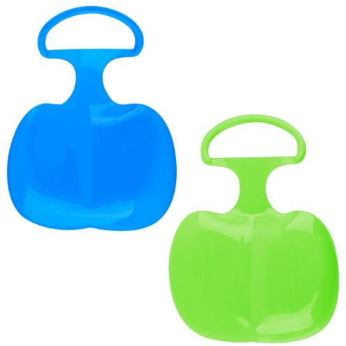 Schneeschlittenbrett, Shyllin 2 Stück Poporutscher Teller mit Griff, Rutschteller Rodel, Schlitten Rutscher, Schneerutscher, Schneeflitzer, Schlittenfahren für Kinder als Winterspielzeug