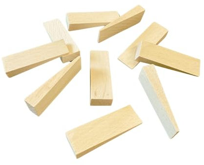 Tolux Wooden Wedges, Hardwood Wedge, Beech Wood Wedge, Wooden Doorstop, Handy Tool in Carpentry, Construction and Various DIY Projects, Size 65x20x12 mm, Pack of 10 pcs