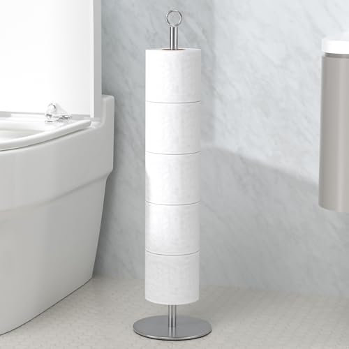 Porte-papier toilette avec fonction de réserve – Support en acier inoxydable pour salle de bain et rouleaux de rechange, peut contenir 5 à 6 rouleaux