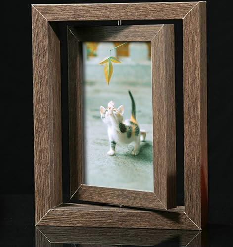 Ayoiow Fotorahmen 18x13 cm Walnussholz Holz Bilderrahmen für Jubiläum Photo Frame Table