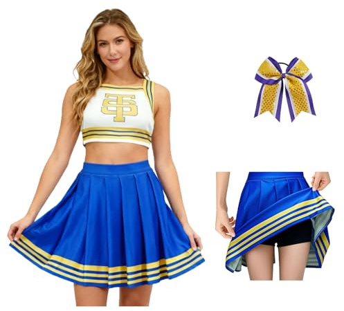 Jaugola 2-teiliges Cheerleader-Kostüm für Damen, Cheerleader-Kostüm, Cheer, bauchfreies Oberteil, Rock, Swift, Halloween, Party, Tour, Cheerleading-Outfit